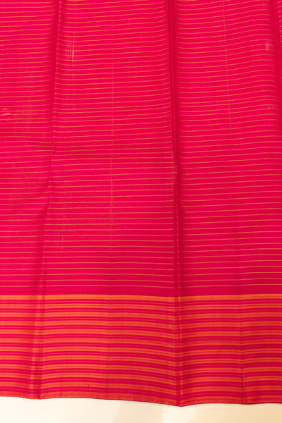 Purple checks and pink stripes pure Kanchipuram silk saree