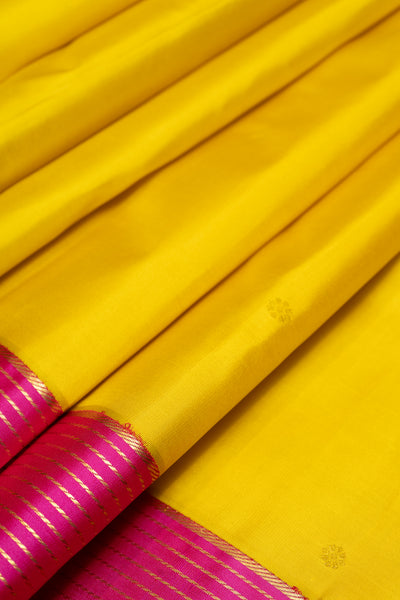 Yellow and Magenta Pure Kanchipuram Silk Saree - Clio Silks