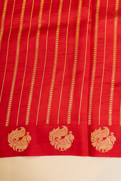 Red Banaras pure mashru silk saree