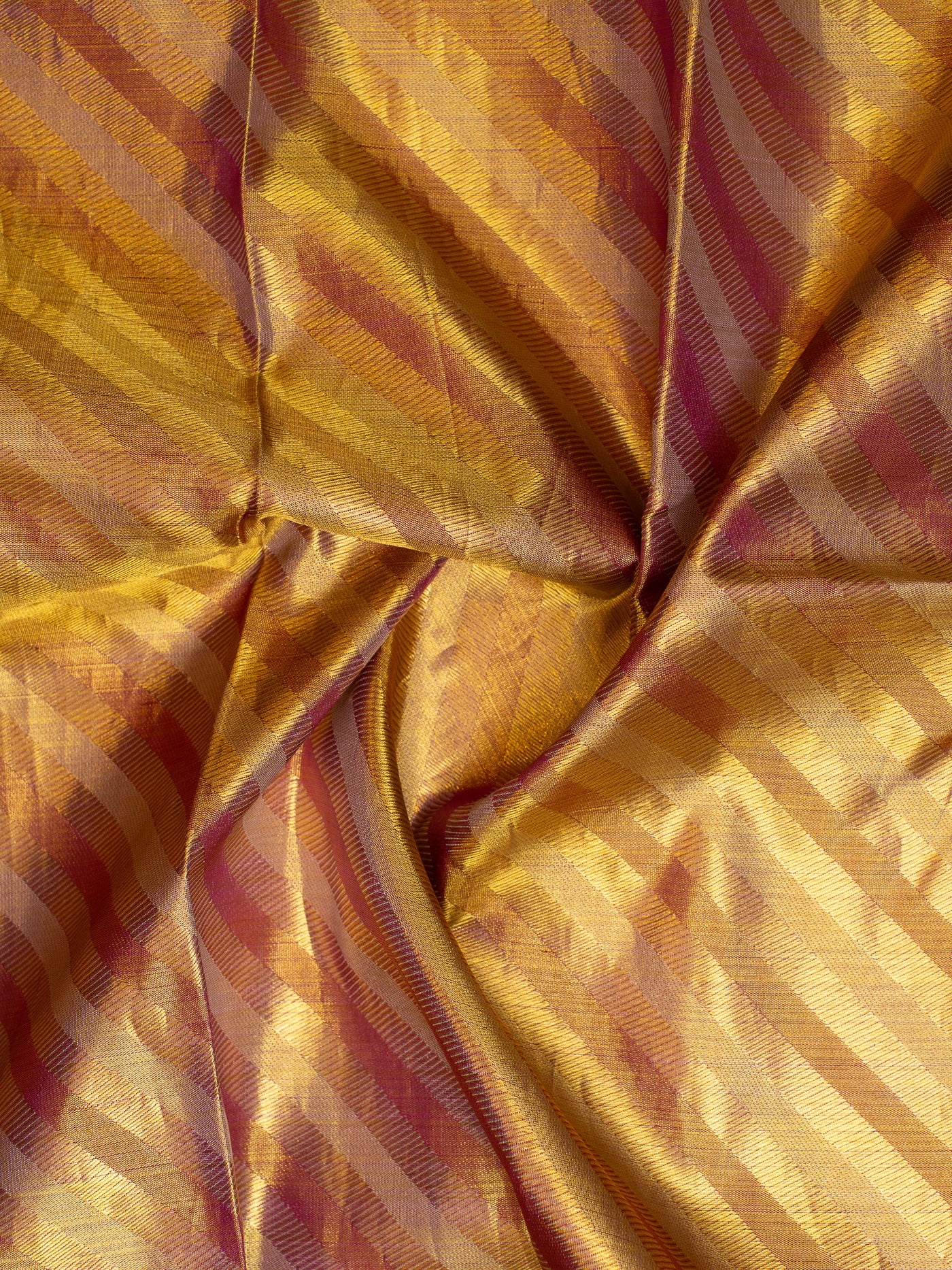 Gold and Magenta Stripes Brocade Pure Kanchipuram Silk Saree