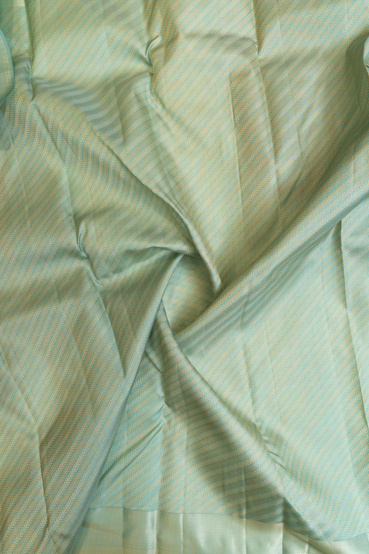 Teal green threadwork pure Kanchipuram silk saree