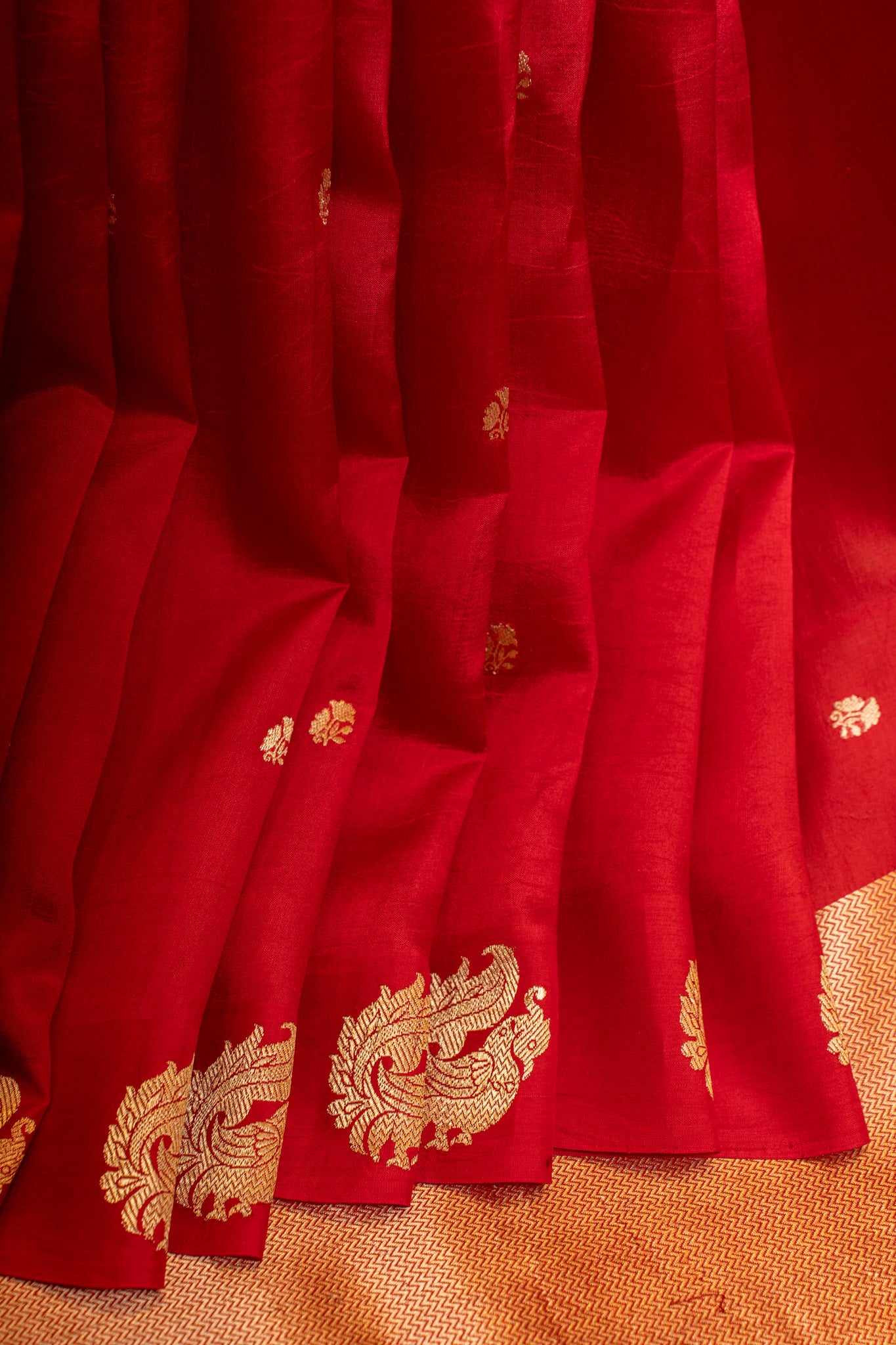 Red Banaras pure mashru silk saree