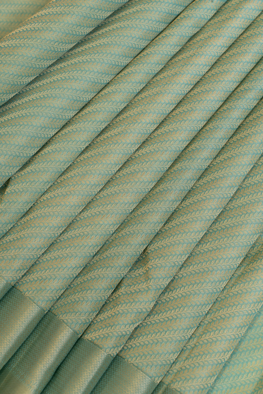 Teal green threadwork pure Kanchipuram silk saree