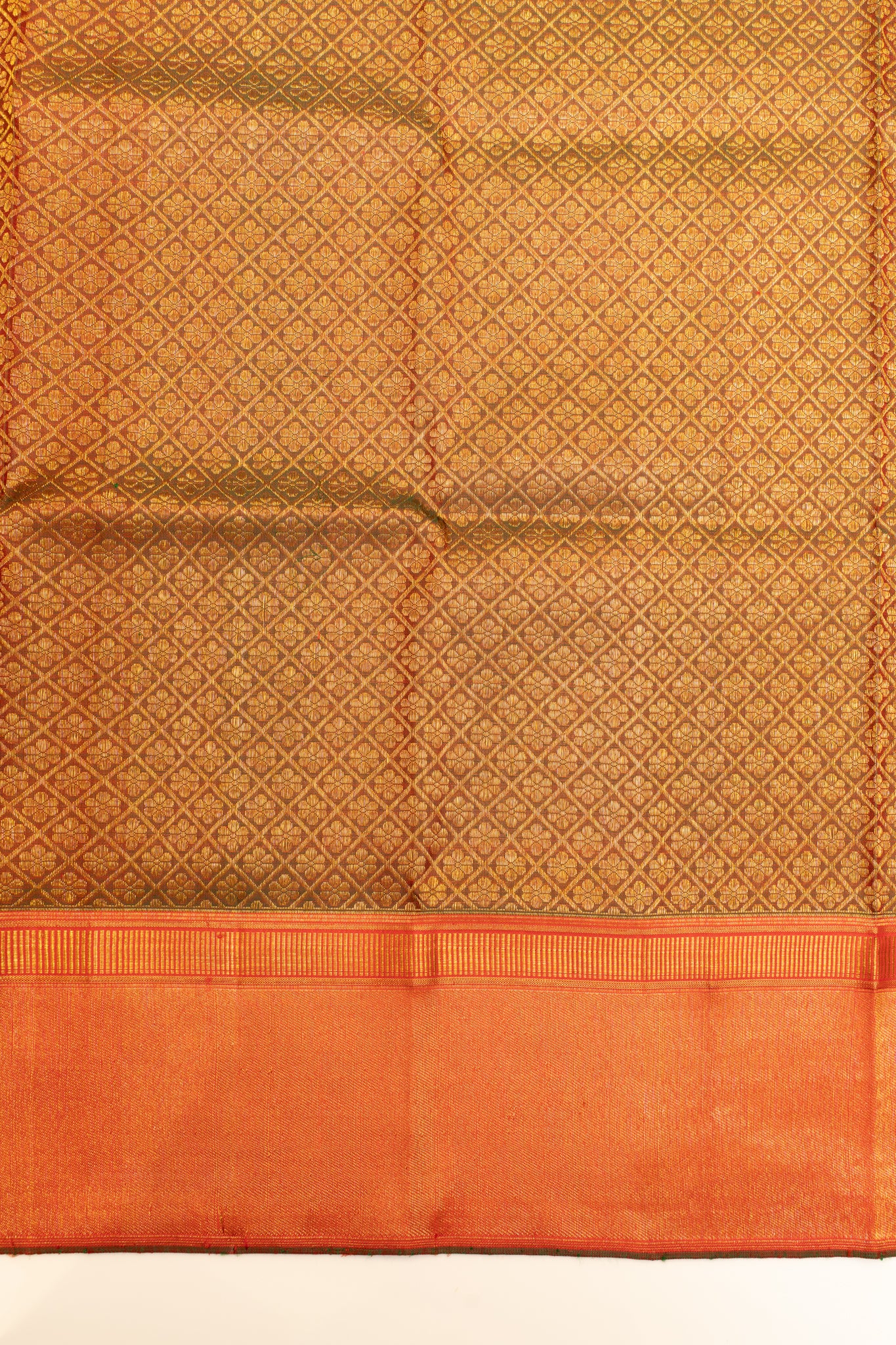 Vermillion red pure zari brocade Kanchipuram silk saree