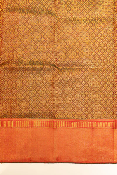 Vermillion red pure zari brocade Kanchipuram silk saree