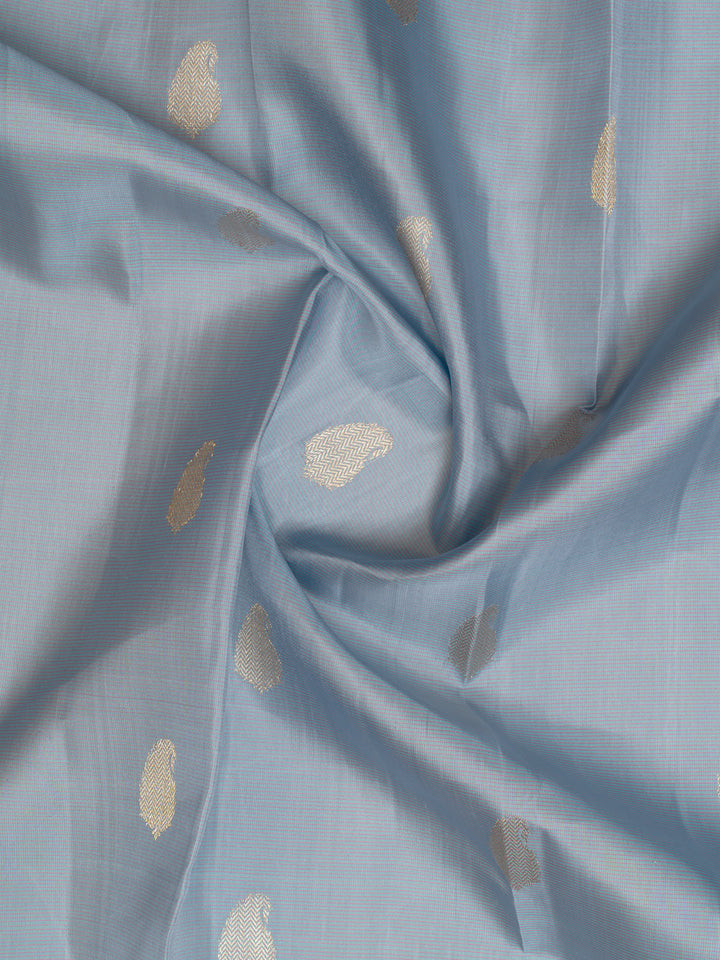 Ice Blue and Grey Pure Kanchipuram Silk Saree