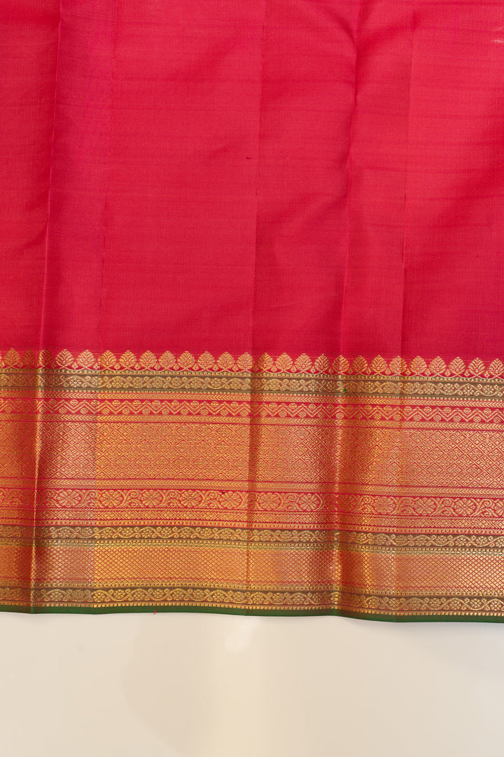 Orange thread checks traditional pure Kanchipuram silk saree