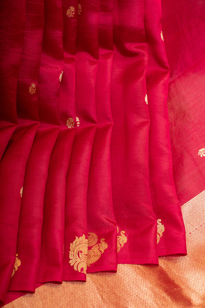 Rani pink pure Banaras mashru silk saree