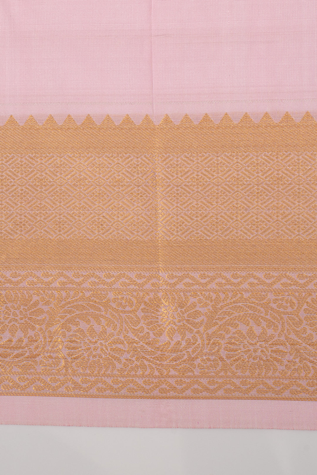Baby Pink Zari Checks Pure Kanchipuram Silk Saree