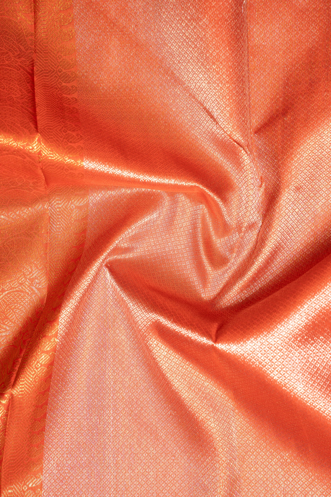 Cadmium Green and Orange Pure Zari Kanchipuram Silk Saree - Clio Silks