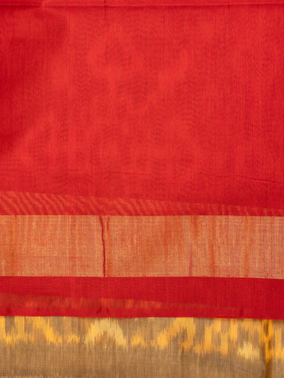 Beige pure ikat silk cotton saree