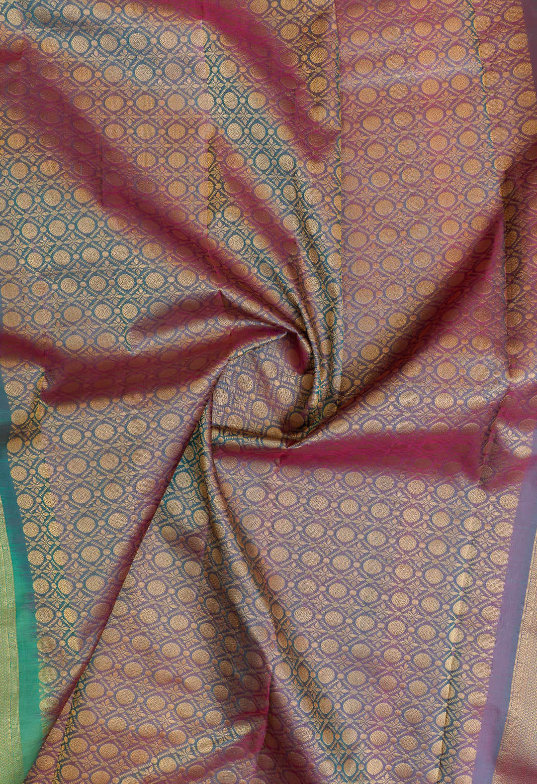 Teal green traditional pure Kanchipuram silk saree