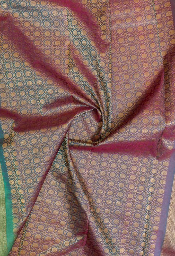 Teal green traditional pure Kanchipuram silk saree