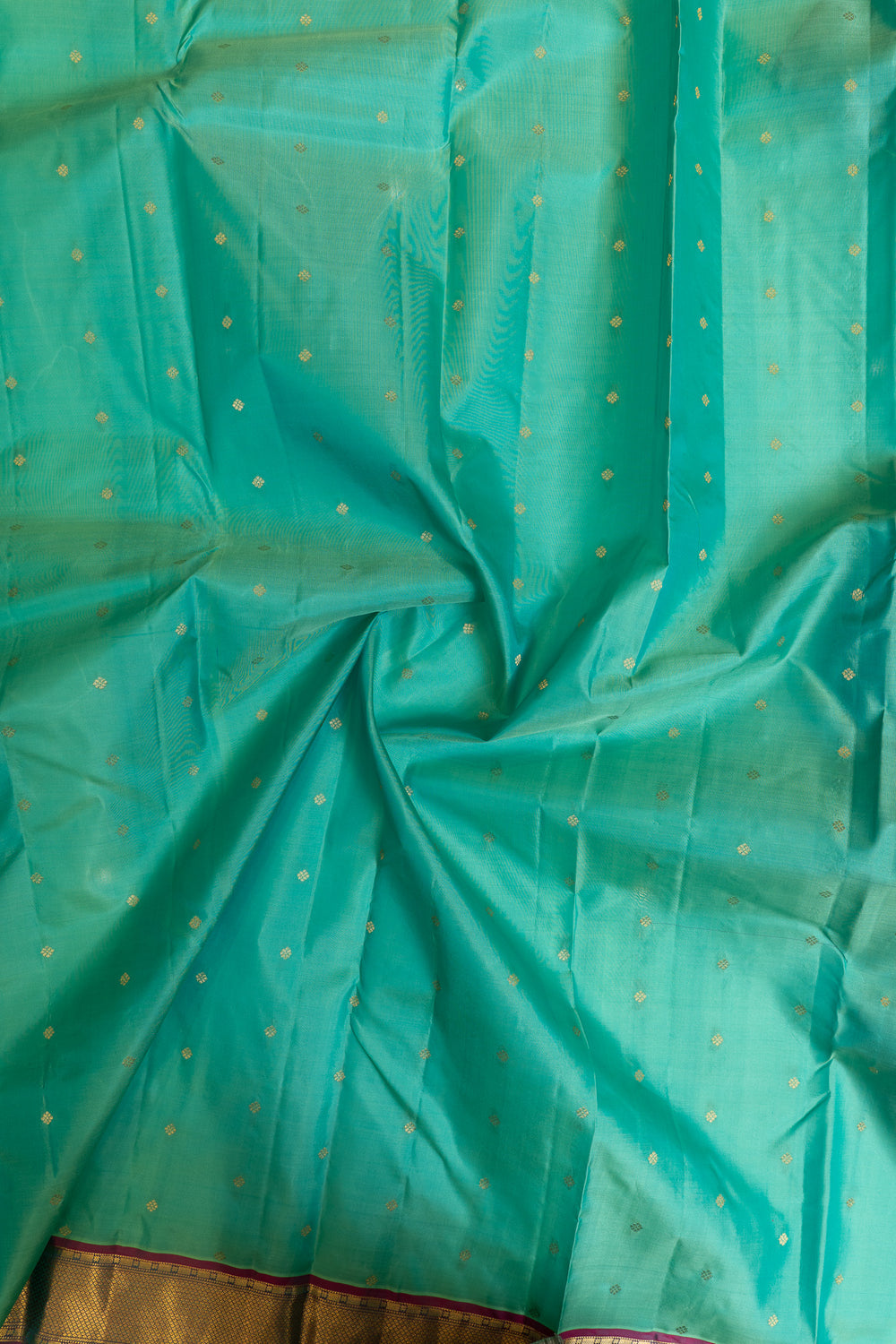 Teal green traditional pure Kanchipuram silk saree