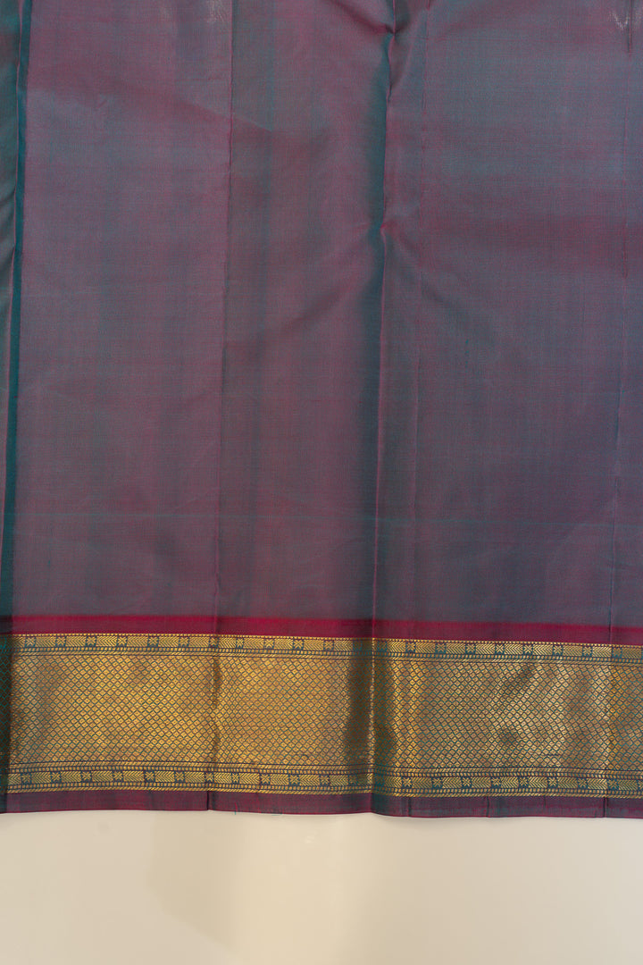 Teal green traditional pure Kanchipuram silk saree