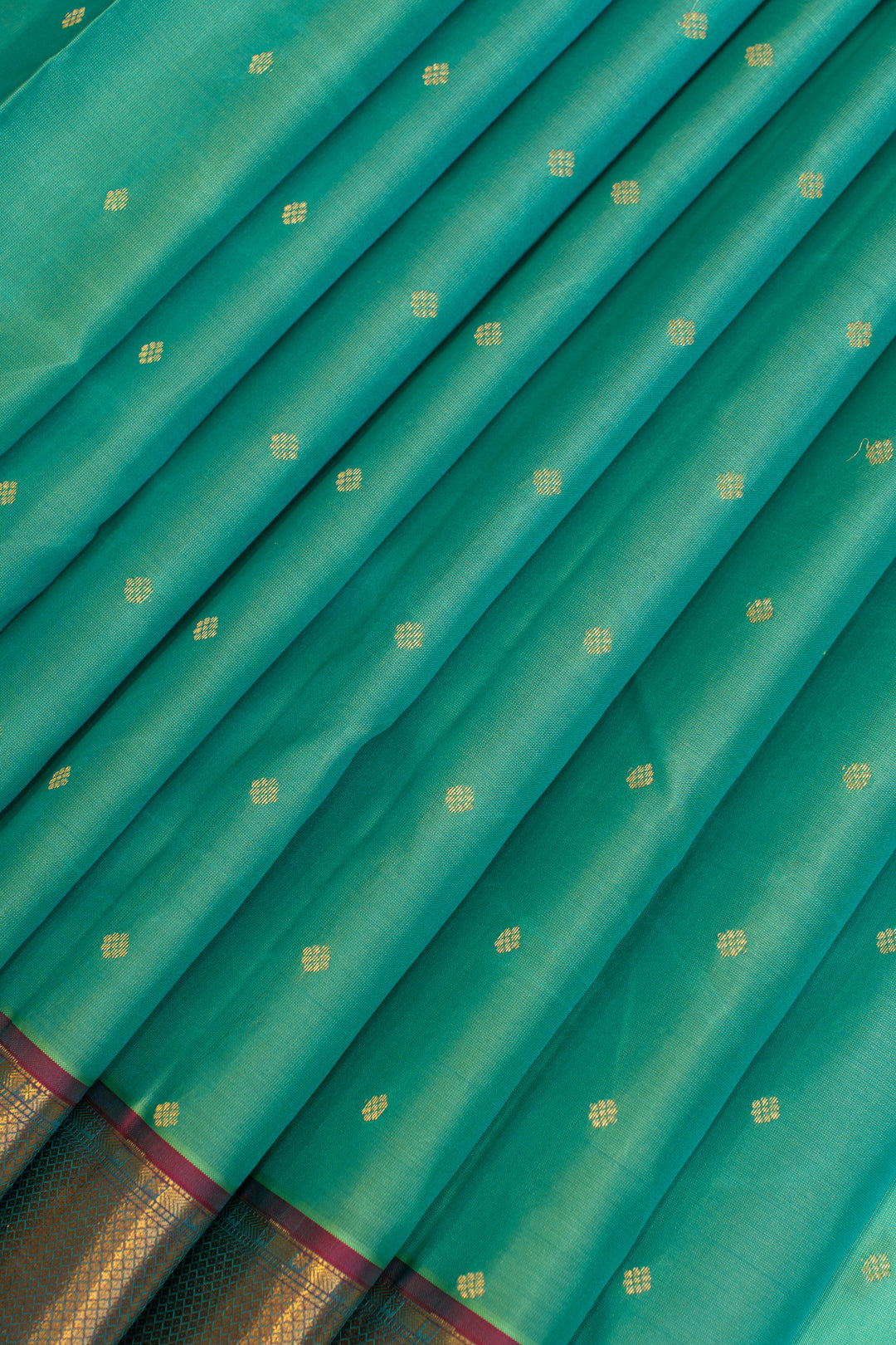 Teal green traditional pure Kanchipuram silk saree