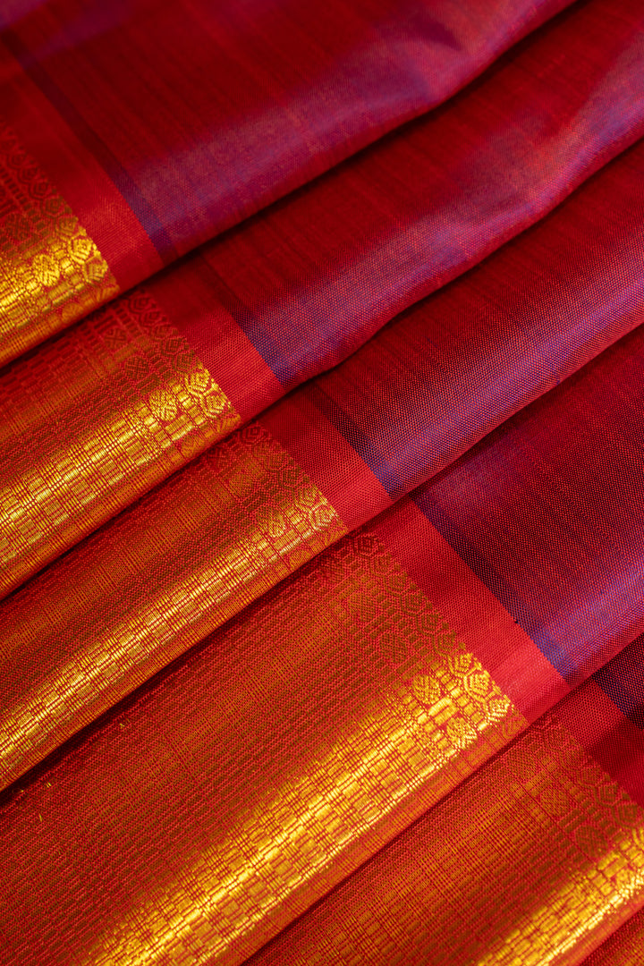 Purple and red pure Kanchipuram silk saree