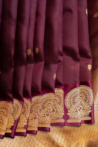 Wine purple Banaras mashru silk saree