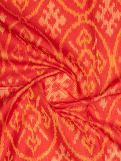 Red and green pure ikat silk cotton saree