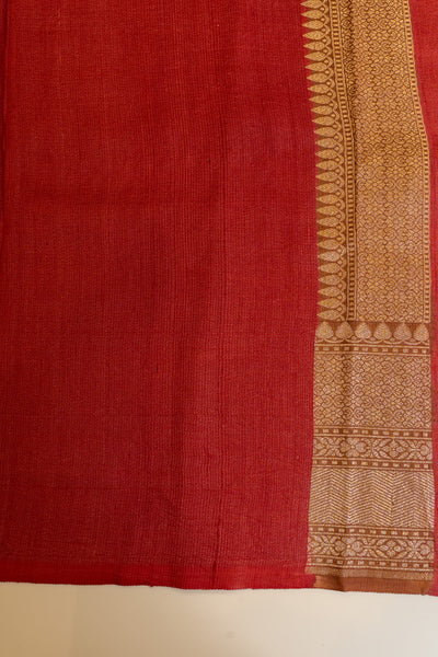 Beige and maroon pure Banaras rangkat Tussar georgette saree