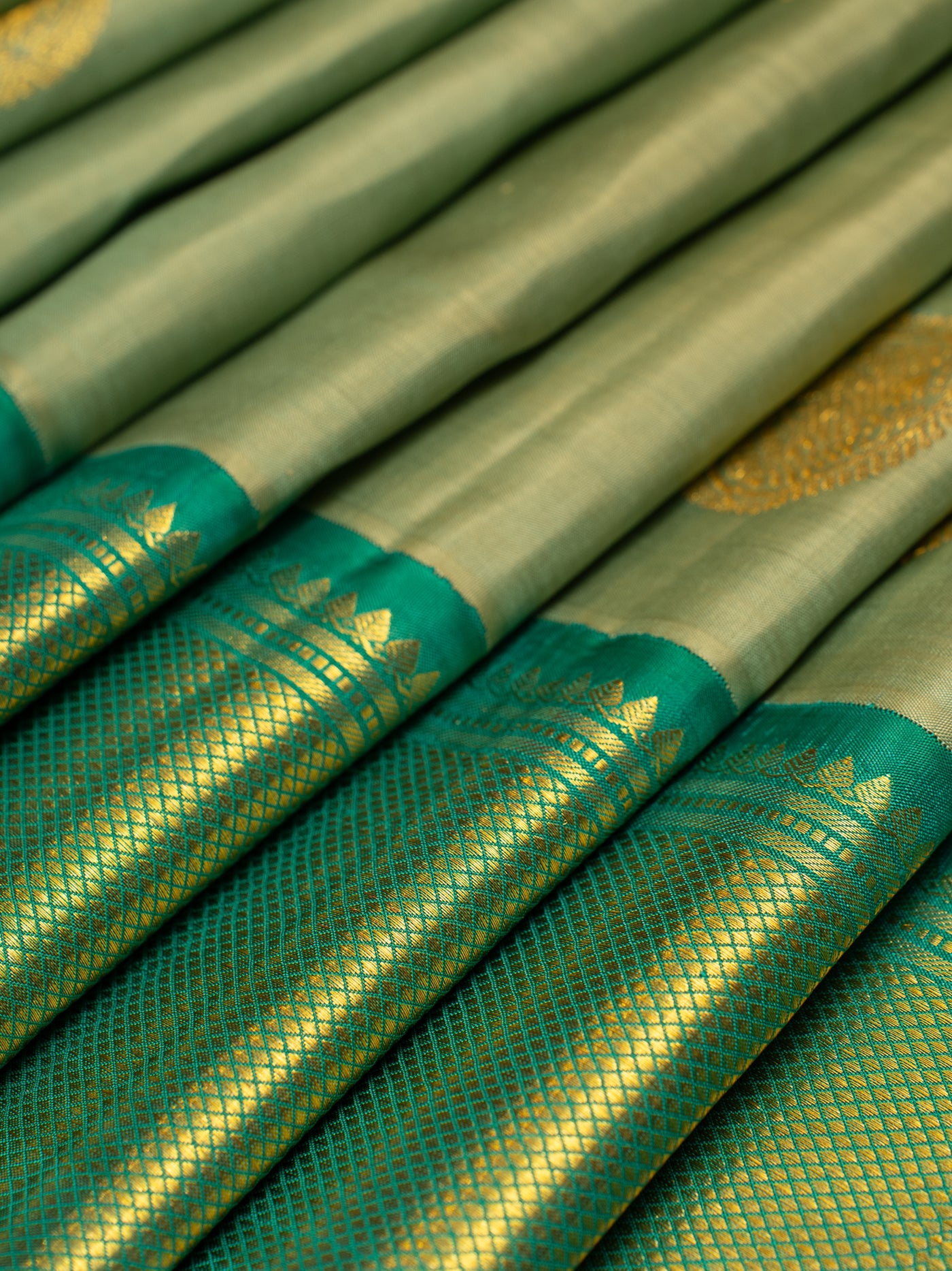 Sea Green Pure Kanchipuram Silk Saree