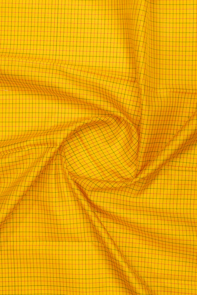 Yellow checks Ganga Jamuna pure Kanchipuram silk saree