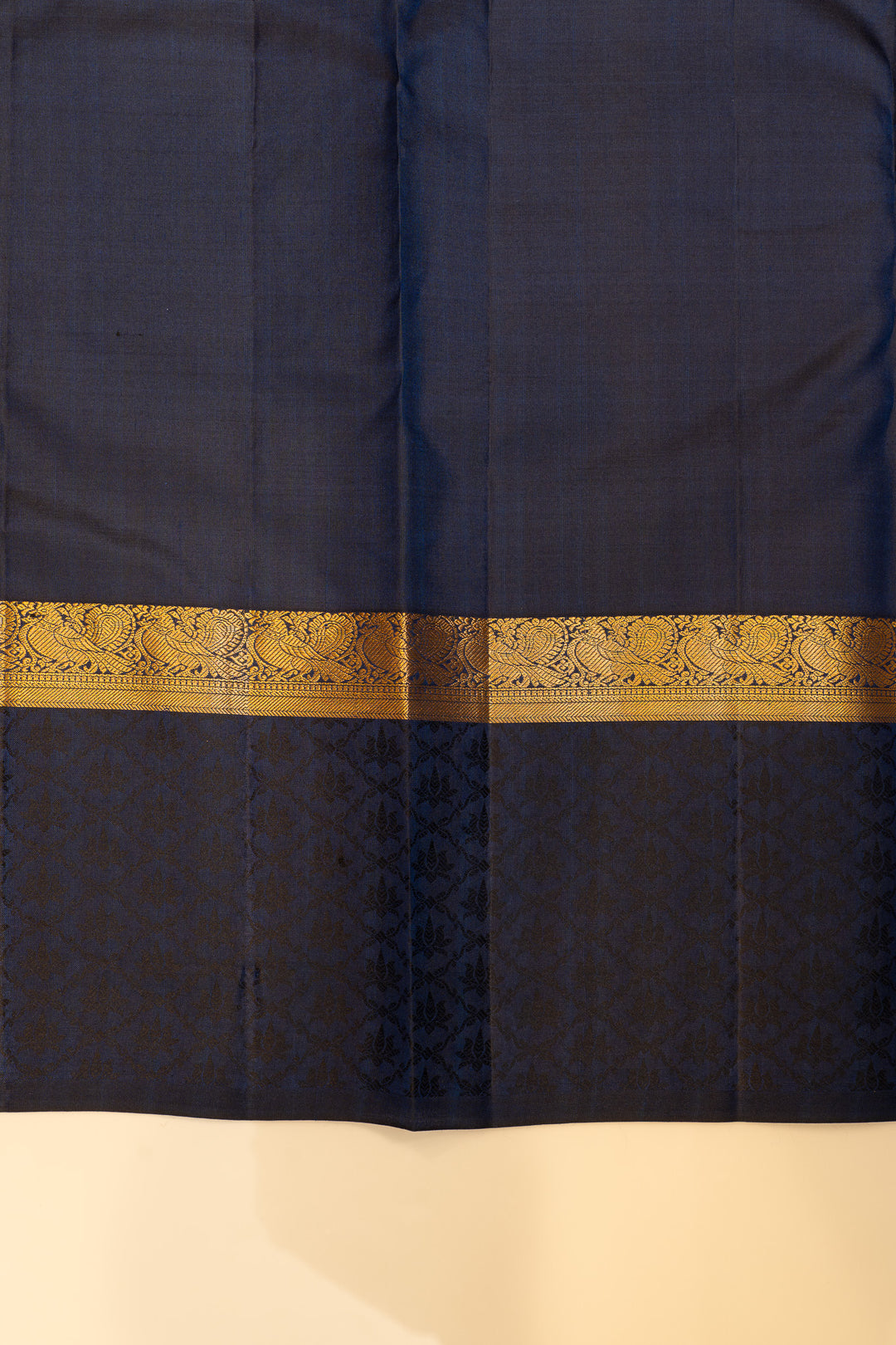Dark blue threadwork pure Kanchipuram silk saree