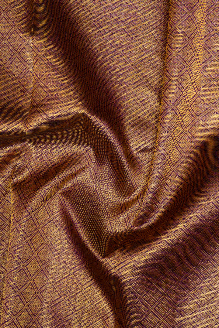Purple Zari Stripes Pure Kanchipuram Silk Saree - Clio Silks