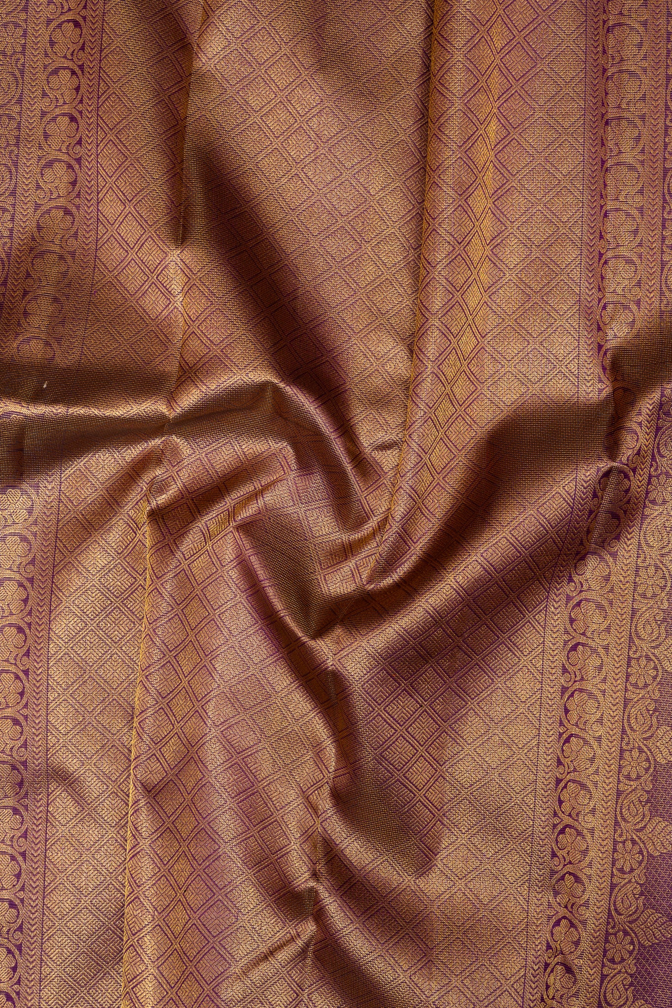 Purple Zari Stripes Pure Kanchipuram Silk Saree - Clio Silks
