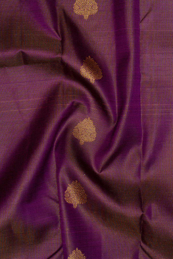 Purple Zari Stripes Pure Kanchipuram Silk Saree - Clio Silks