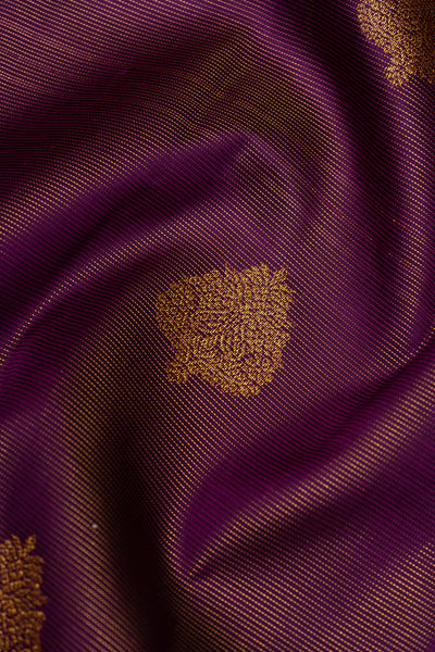 Purple Zari Stripes Pure Kanchipuram Silk Saree - Clio Silks