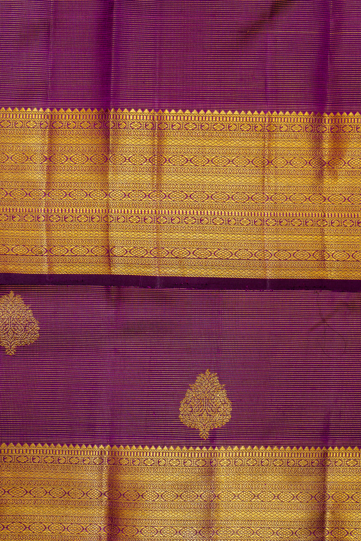 Purple Zari Stripes Pure Kanchipuram Silk Saree - Clio Silks
