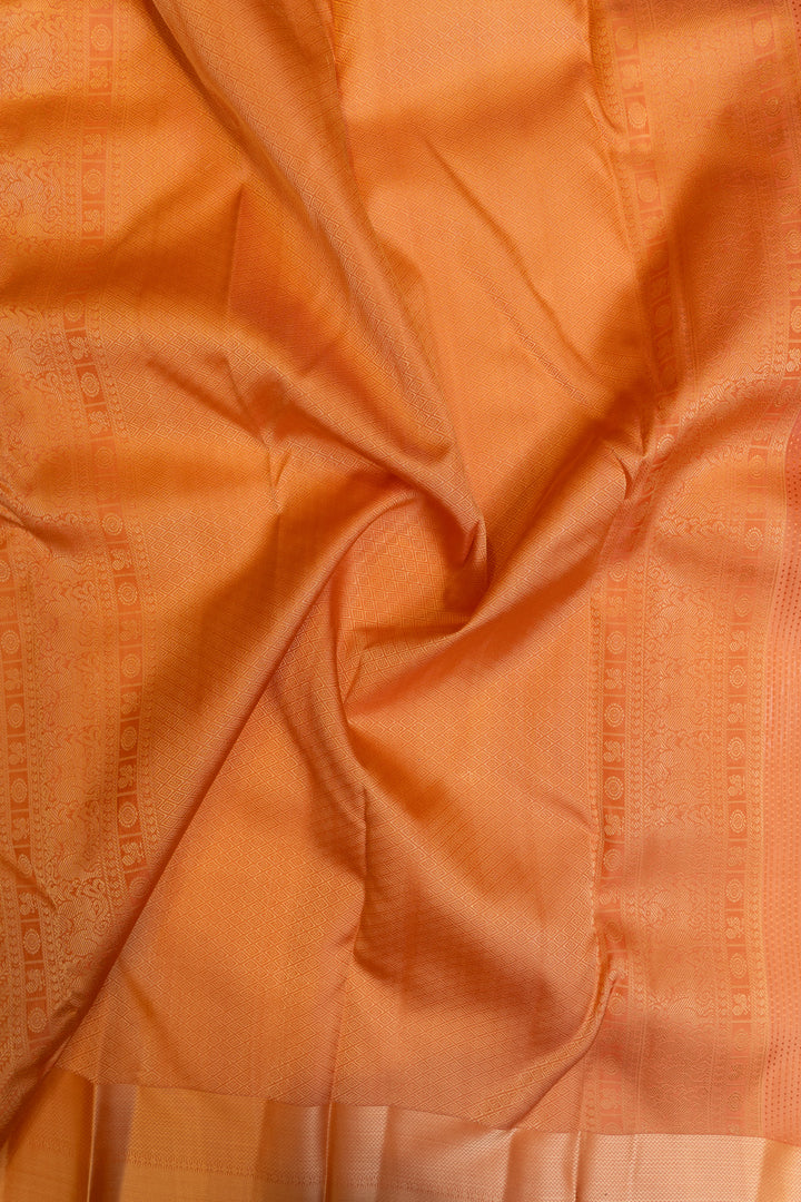 Peach threadwork pure Kanchipuram  silk saree