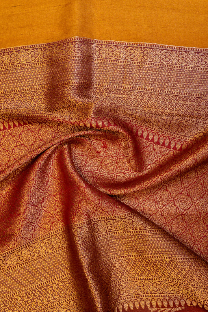 Red and maroon rangkat pure Banaras Tussar georgette saree