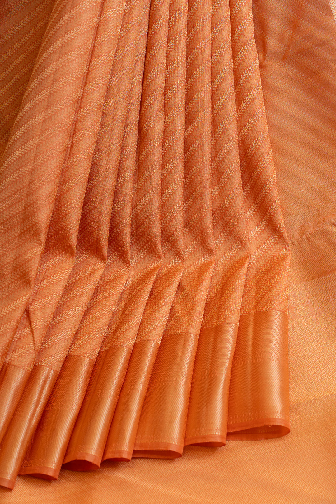 Peach threadwork pure Kanchipuram  silk saree