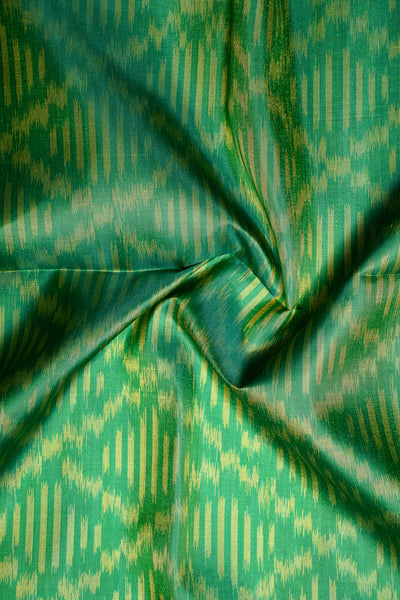 Forest Green and Mustard Pure Ikat Silk Saree - Clio Silks