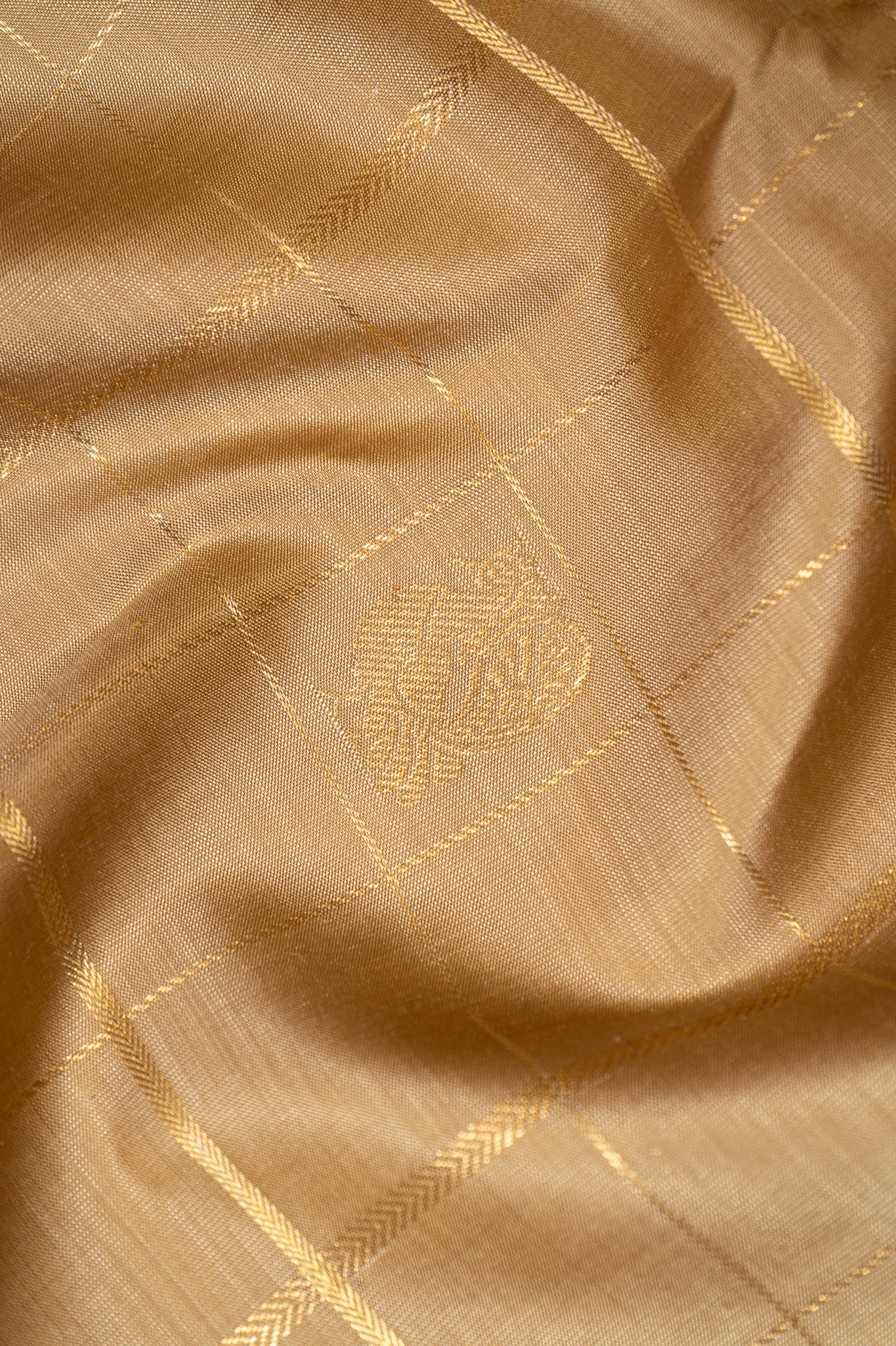 Khaki Gold and Lotus Pink Pure Zari Kanchipuram Silk Saree - Clio Silks