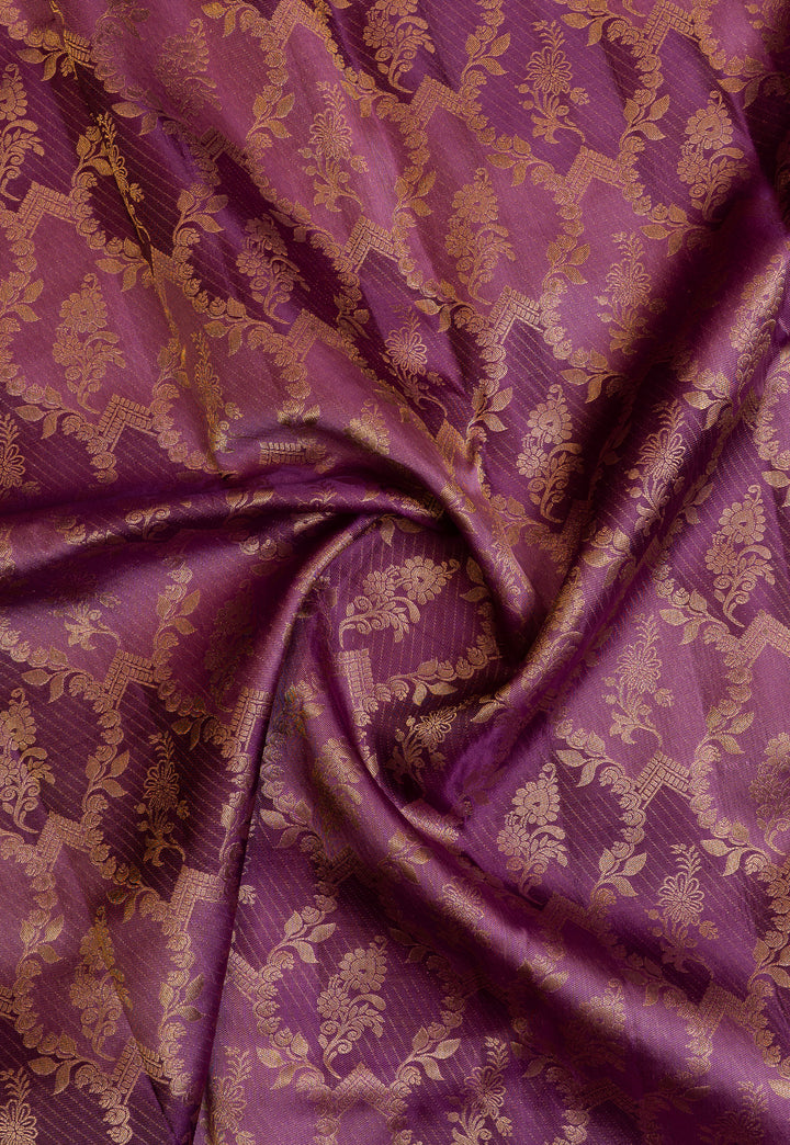 Purple and pink rangkat brocade pure Kanchipuram  silk  saree