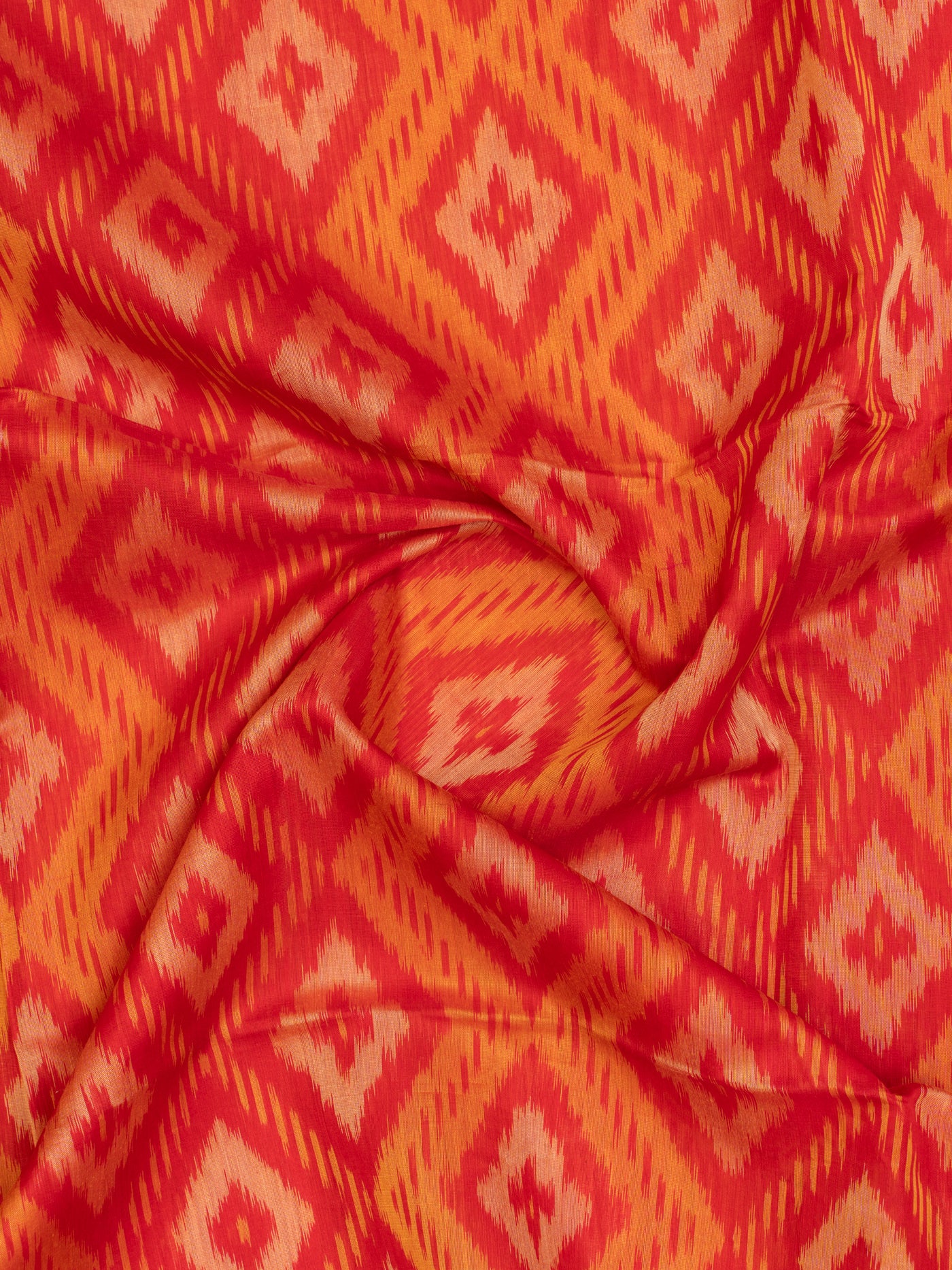 Red and mustard pure ikat silk cotton saree