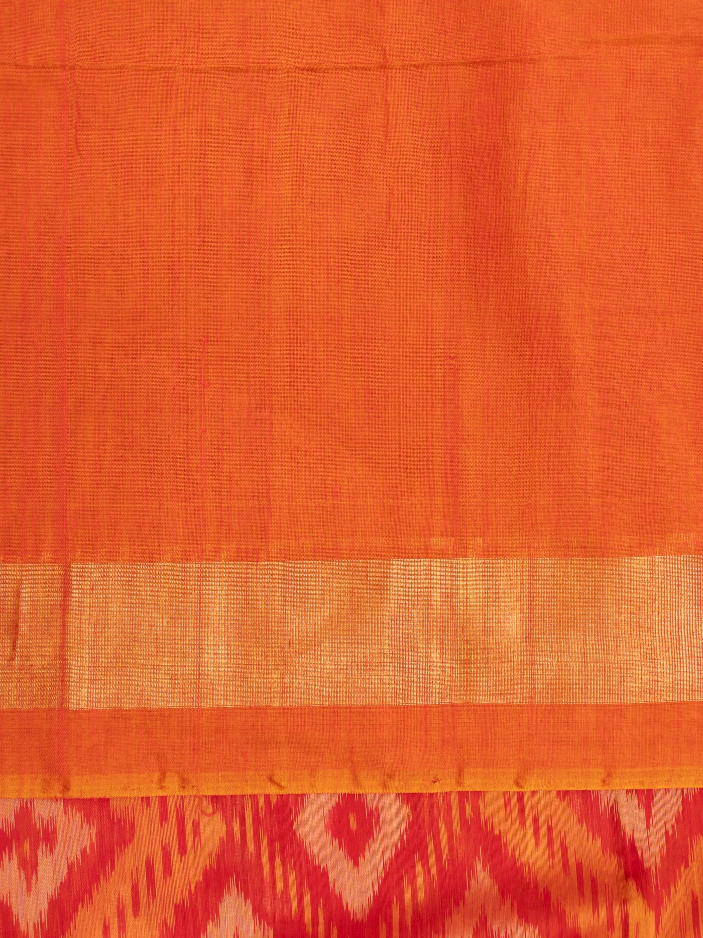 Red and mustard pure ikat silk cotton saree