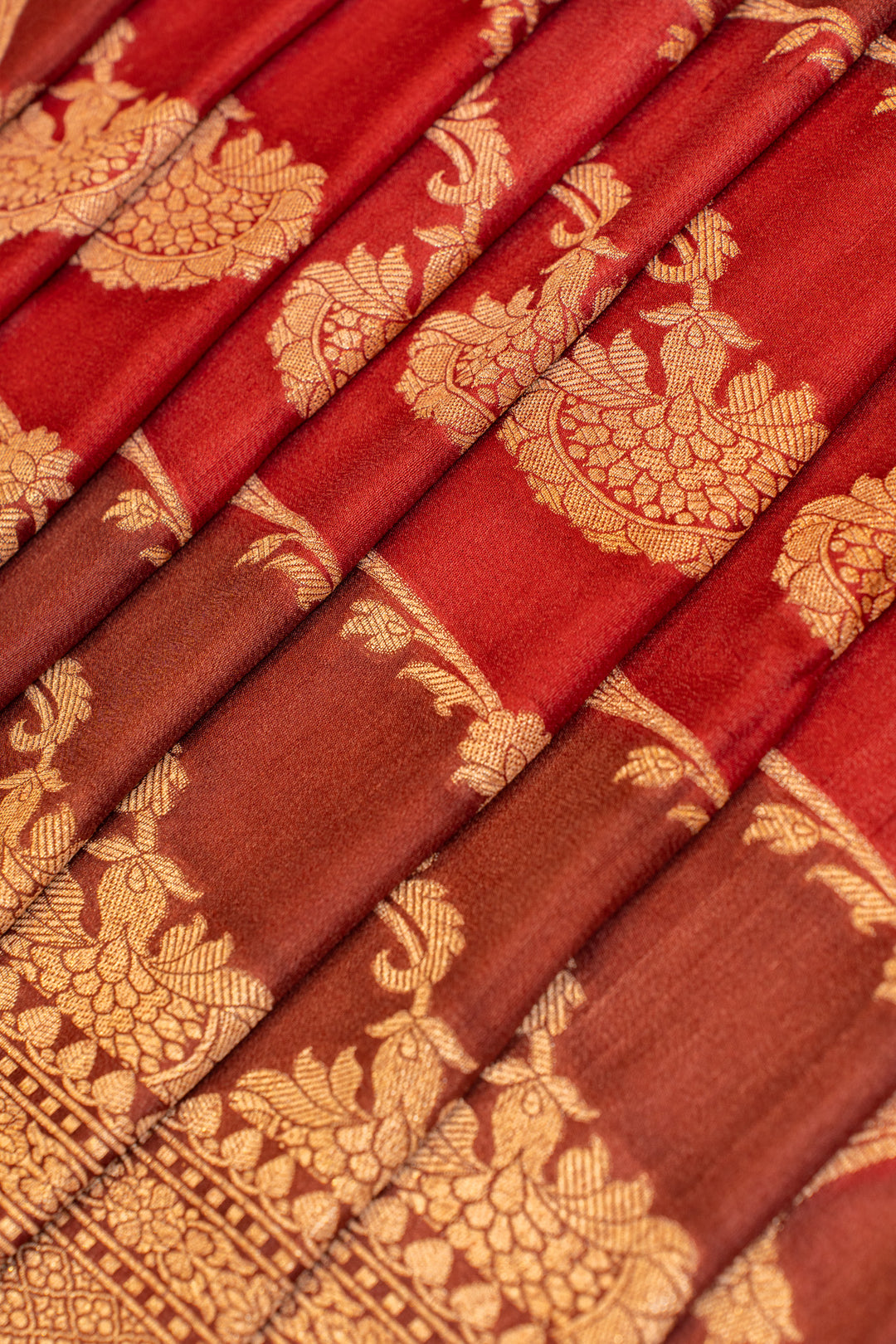 Red and maroon rangkat pure Banaras Tussar georgette saree