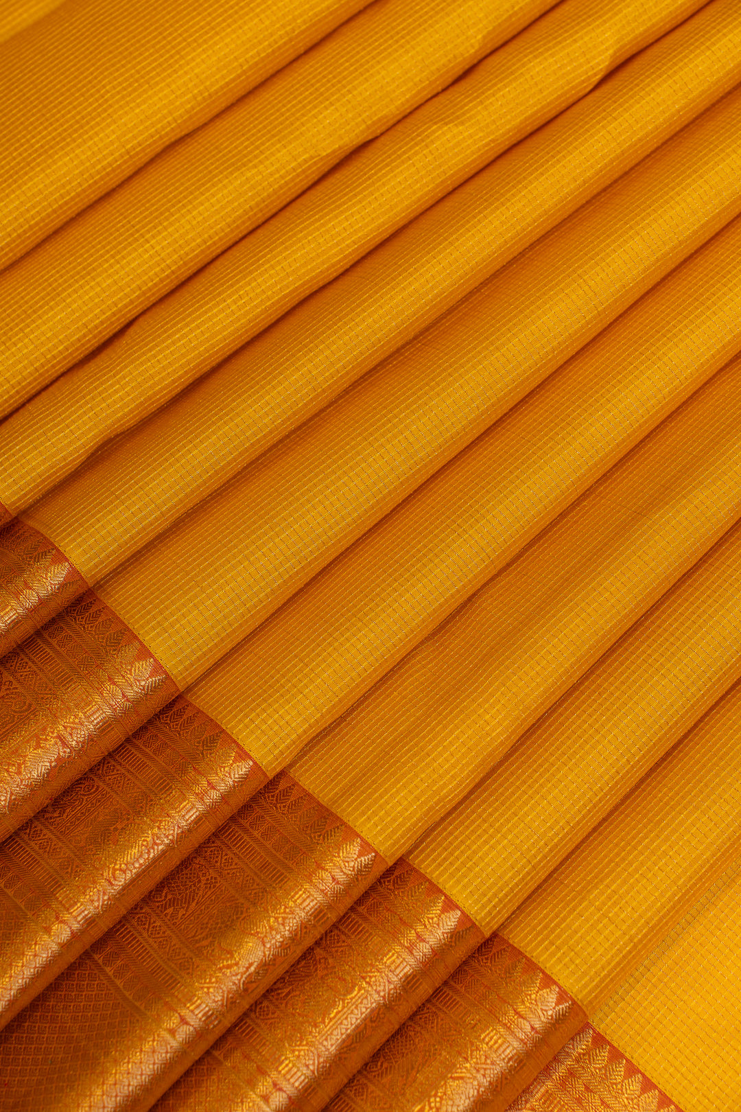Yellow and peach traditional pure Kanchipuram silk saree