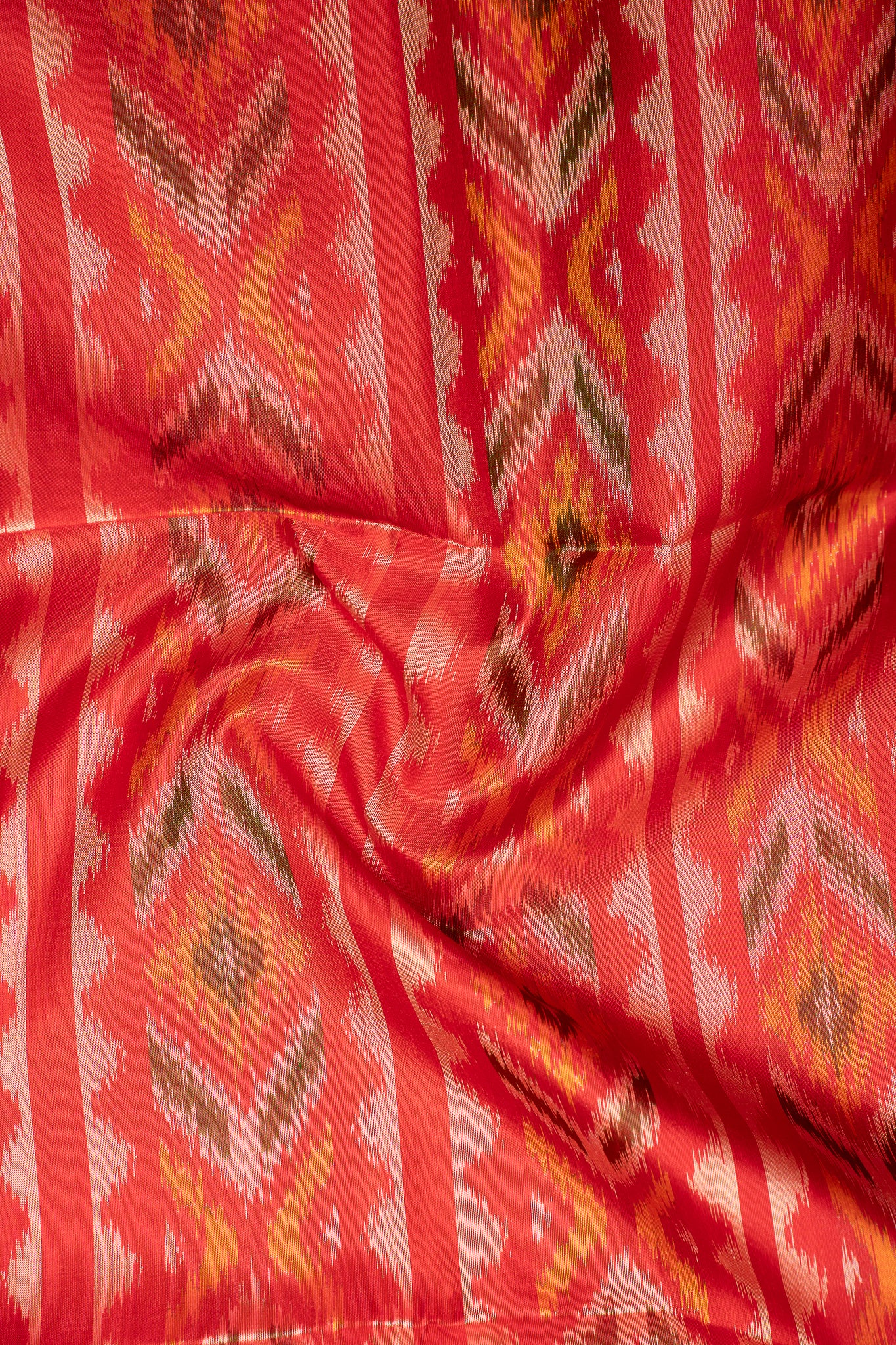 Black and Red Pure Ikkat Silk Saree - Clio Silks