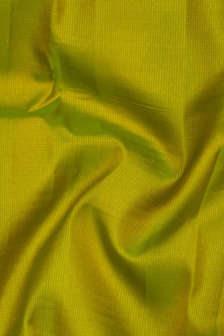 Lime Green and Purple Zari Self Pure Kanchipuram Silk Saree - Clio Silks