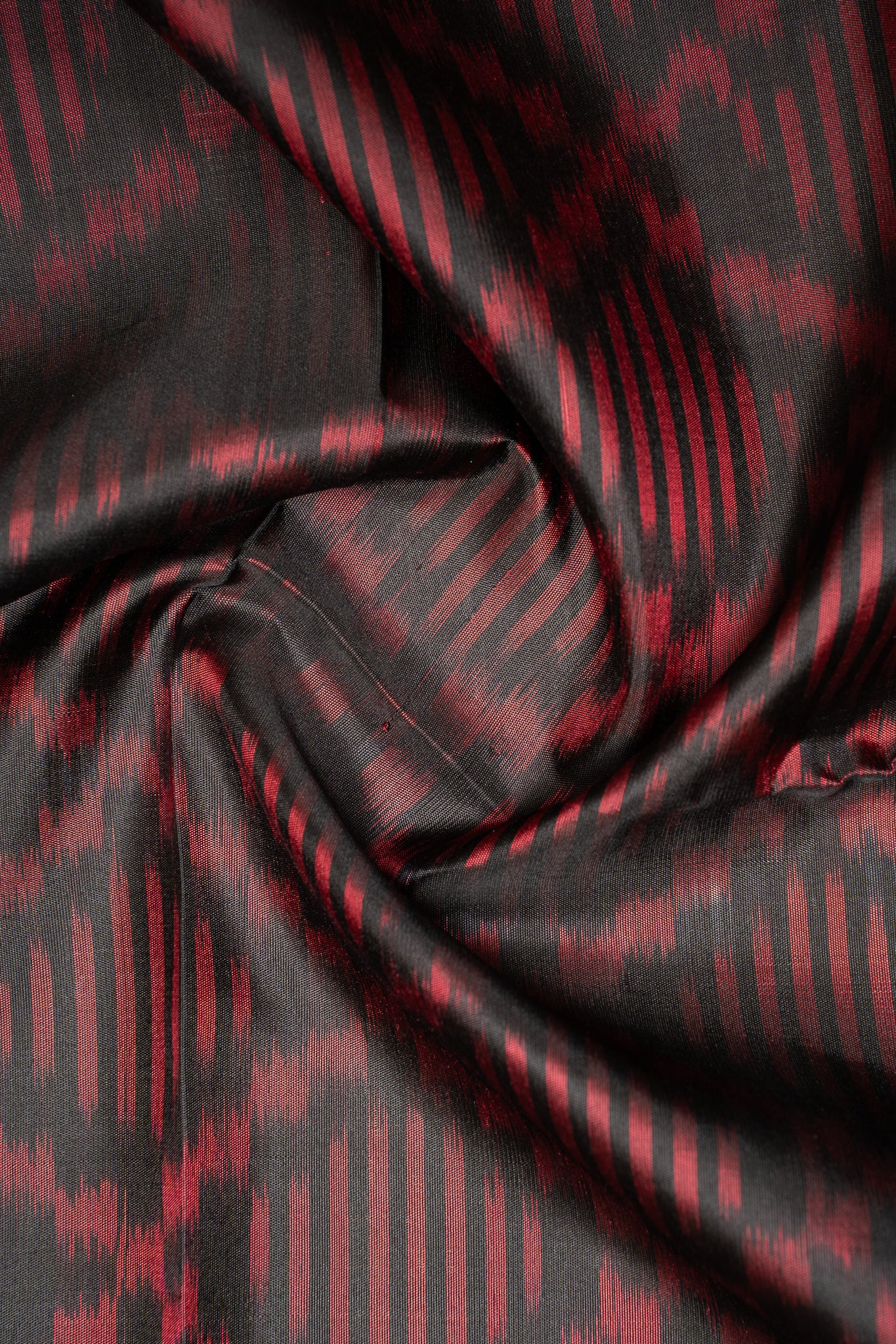 Black and Red Pure Ikkat Silk Saree - Clio Silks