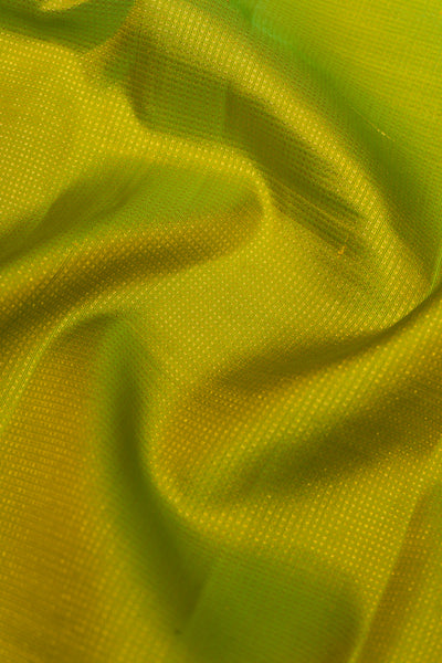 Lime Green and Purple Zari Self Pure Kanchipuram Silk Saree - Clio Silks