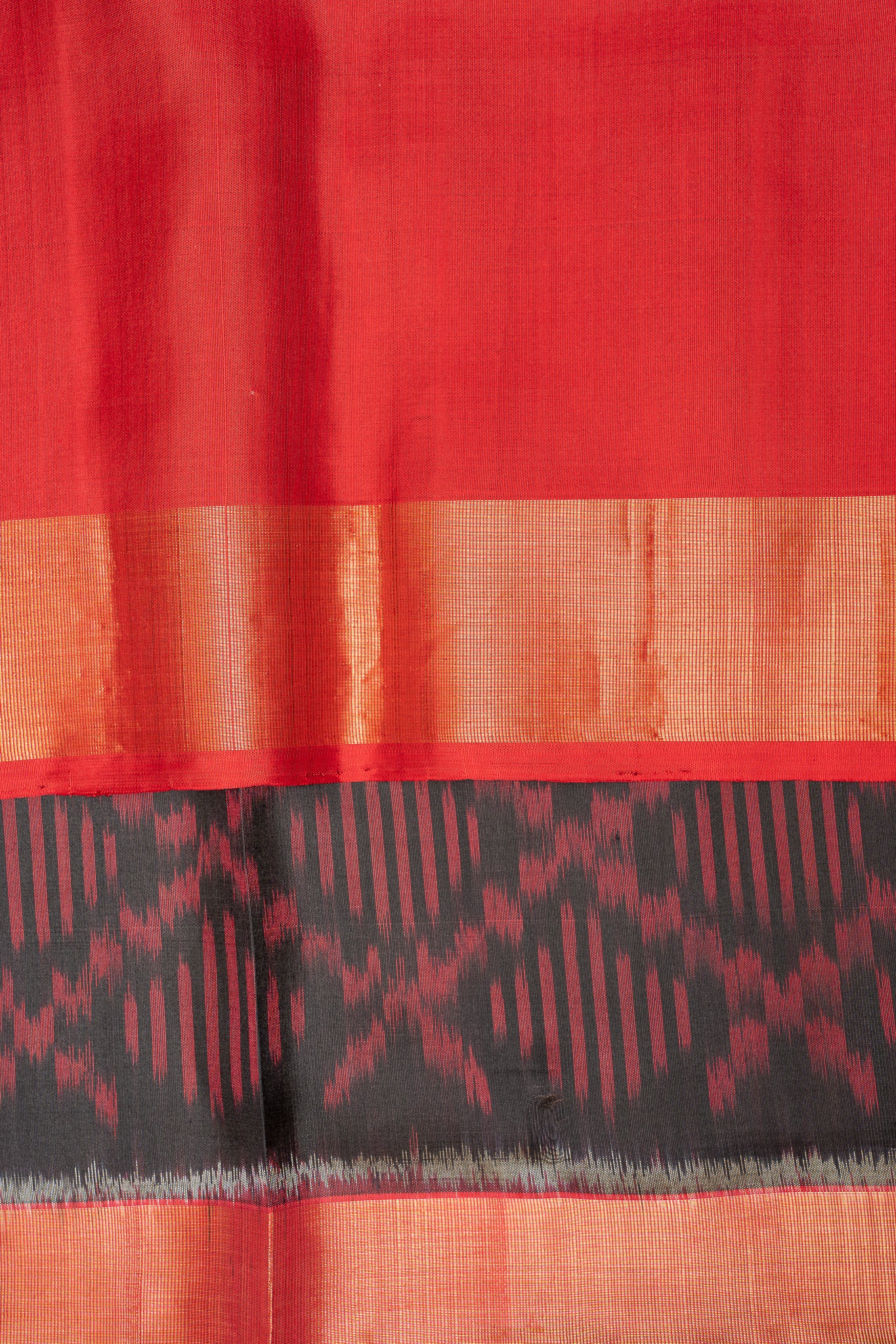 Black and Red Pure Ikkat Silk Saree - Clio Silks