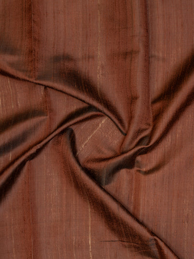 Brown and red temple border pure raw silk Tussar saree