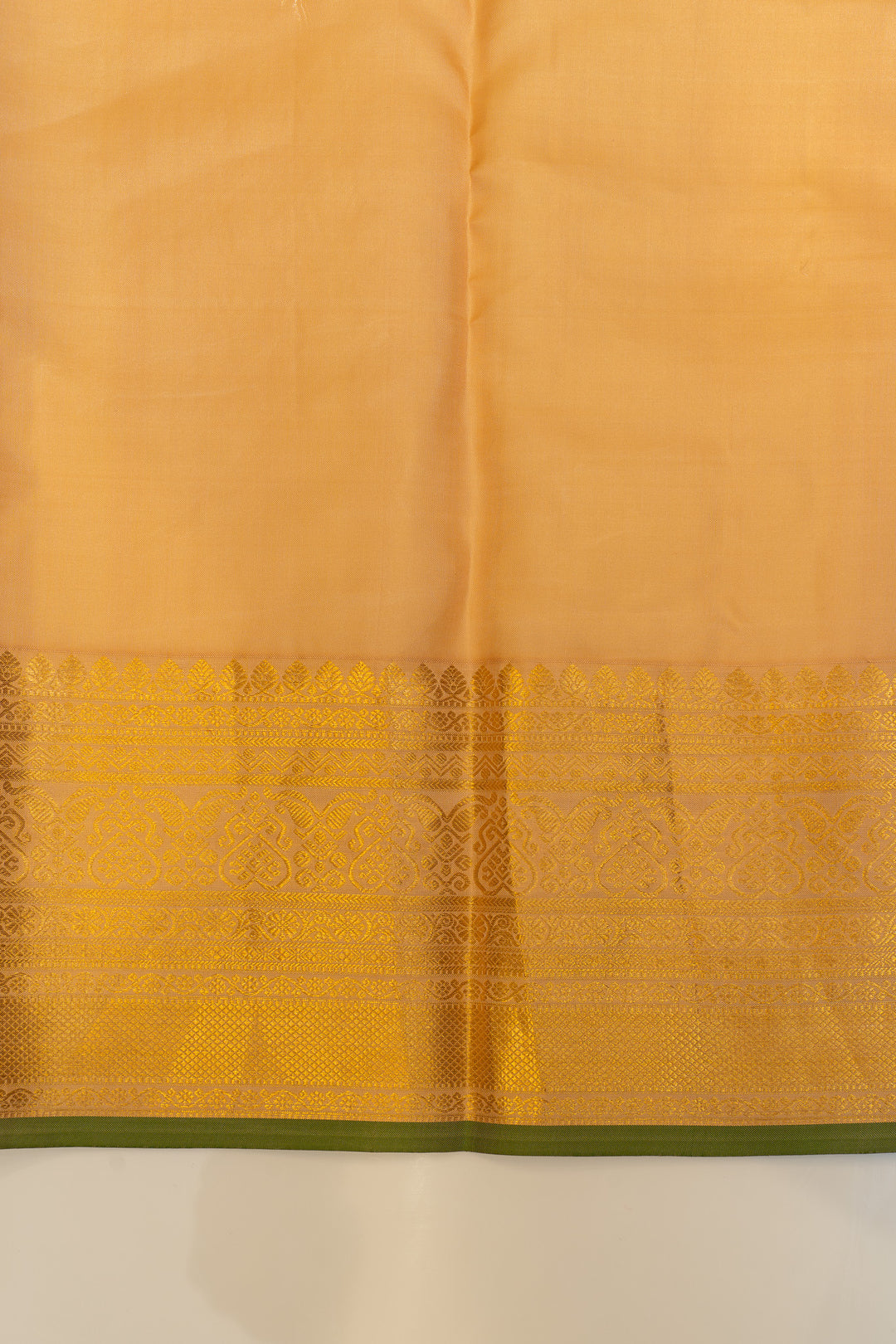 Sandal yellow checks pure Kanchipuram silk saree