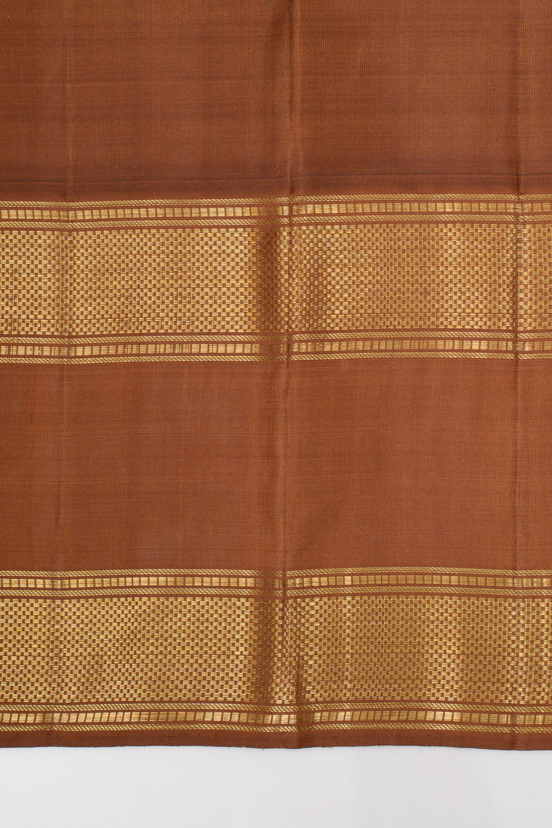Purple and brown Jamdani checks pure kanchipuram silk saree
